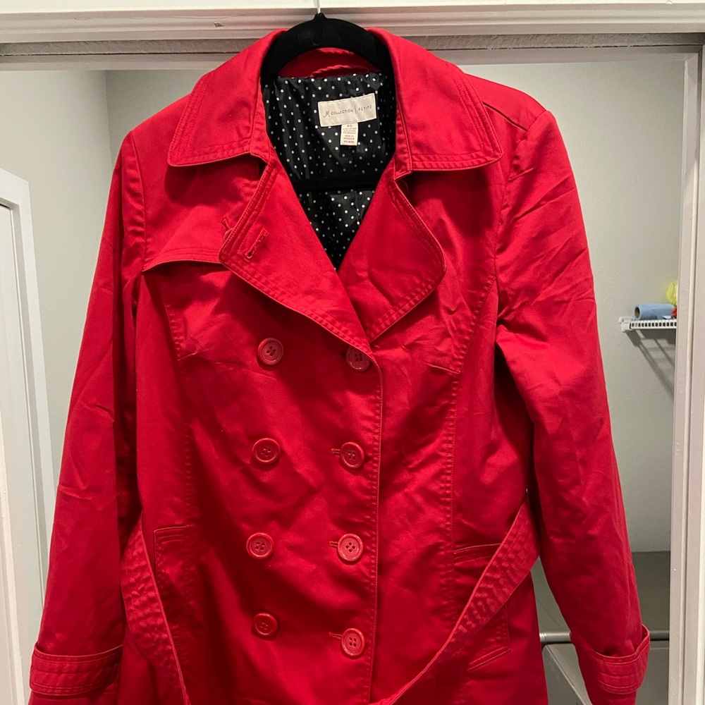 JM collection Petite L red trench coat